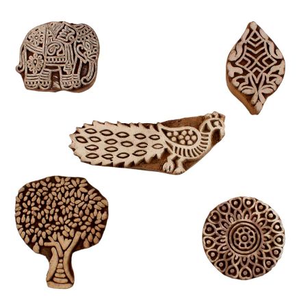 Set of 5 Piece New Mix Wooden Printing Blocks